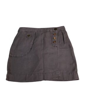 Anthropologie Maeve Gray Button-Front Mini Skirt